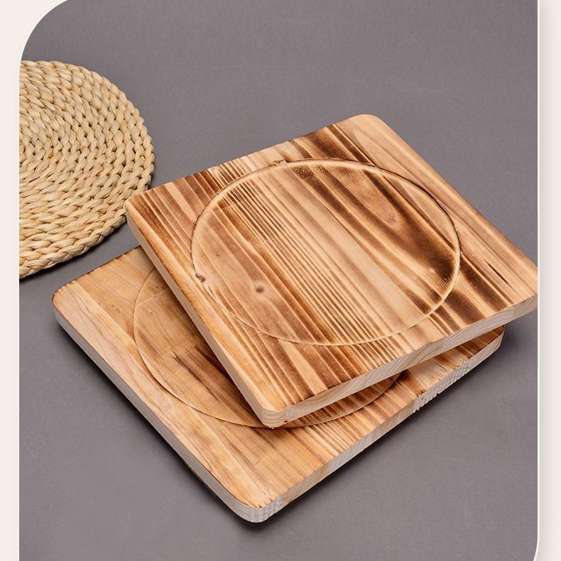 Insulation Board A2 Solid Wood Fir Stove Tea Stone Bowl Pot Pad Baking Pan Charcoal Grill Board Casserole Tray Commercial