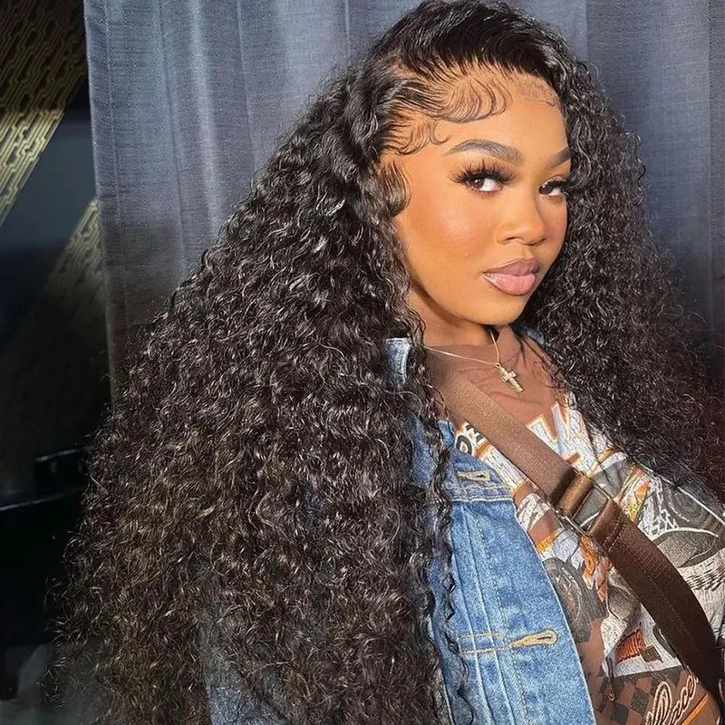 Amazon Wigs European and American Women's Front Lace Lace Wig Head African Small Roll Tube Long Curly Wig