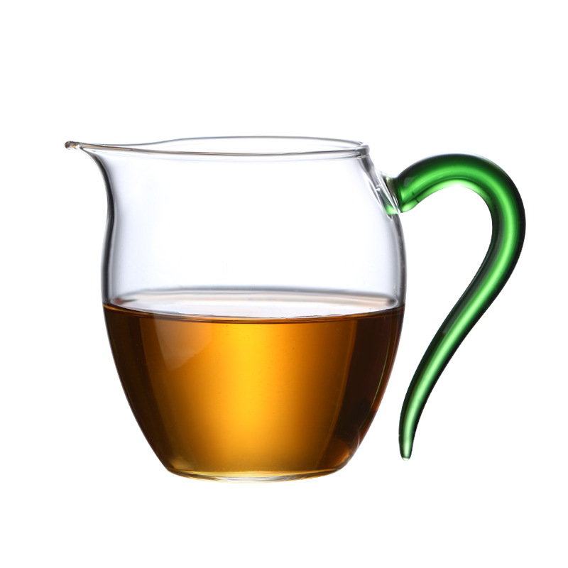 New Colored Handle High Borosilicate Glass Fit Cup with Pointed Mouth Breaking and Sharp Splitting Tea Set Large Household Kung Fu Tea Cup