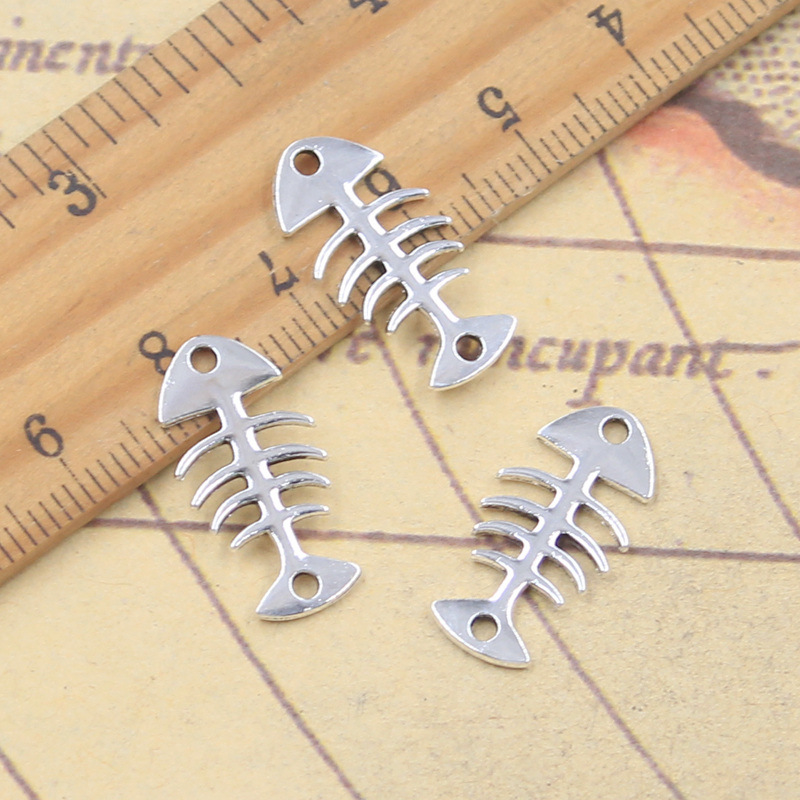 Старинный серебряный кулон в виде рыбы для DIY ювелирных аксессуаров шарм для ожерелья браслета