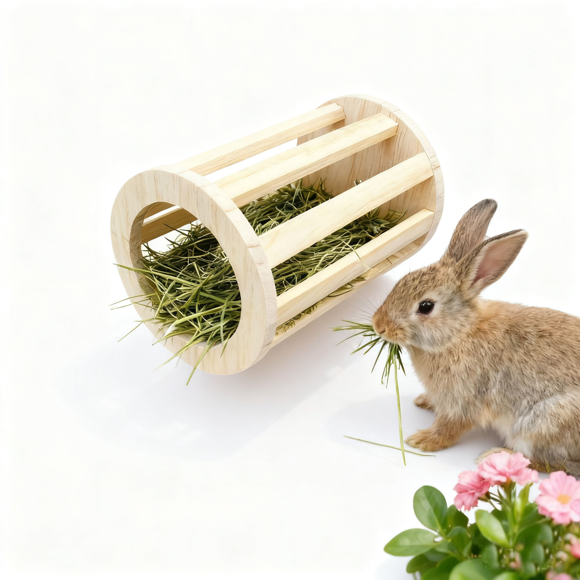 New Pet Wooden Rabbit Grass Rack Guinea Pig Hay Feeder Hanging Guinea Pig Grass Rack Pet Supplies