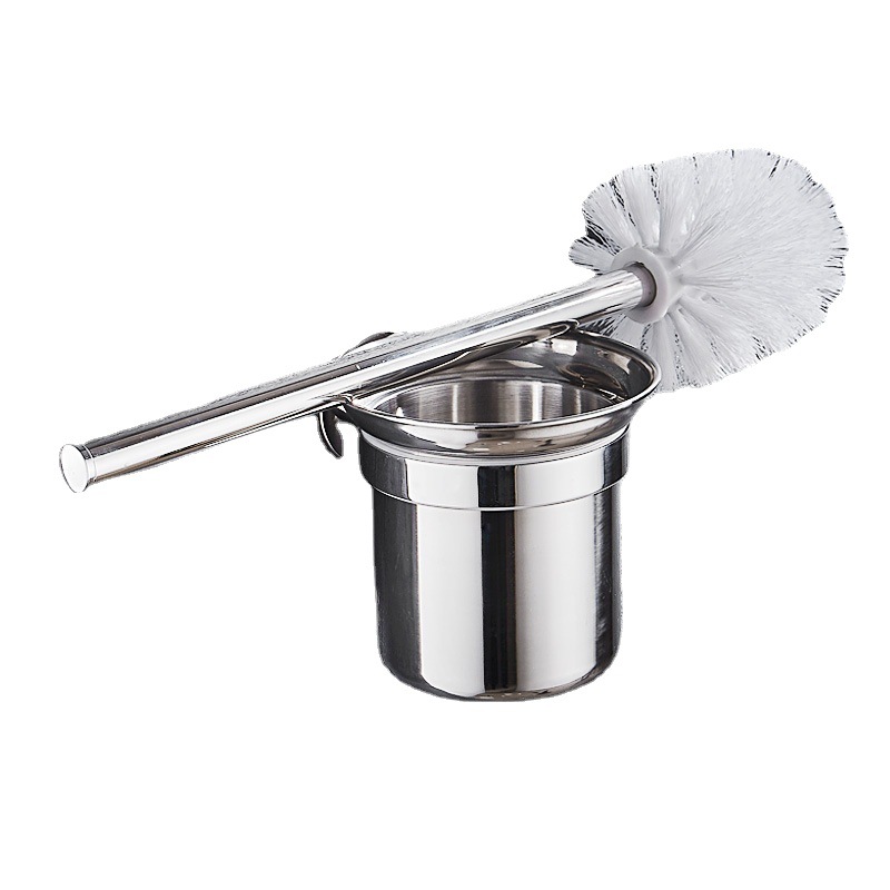 304 stainless steel toilet brush suit non-perforated toilet bathroom toilet brush holder wall hanging toilet brush