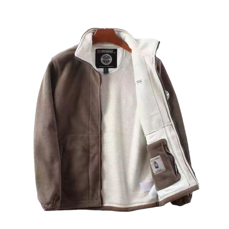 Export Norway single plus velvet padded double-sided polar fleece coat men's autumn and winter warm casual loose large size coat