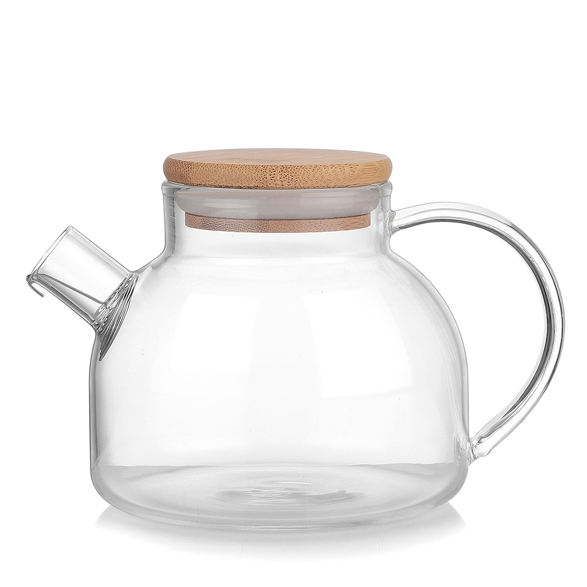 Borosilicate glass teapot bamboo cover cold water bottle teapot household cold water bottle suit flower teapot transparent fruit pot