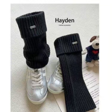 Trendy Autumn and Winter Warm Versatile Slouch Socks for Women, New Solid Color Knitted Socks for Girls, Korean Style