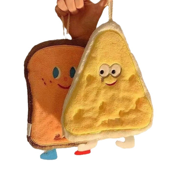 Baking Series Coral Velvet Cheese Card Hanging Cartoon Hand Towel Absorbent Thickeneded Bathroom Kitchen Hand Towel