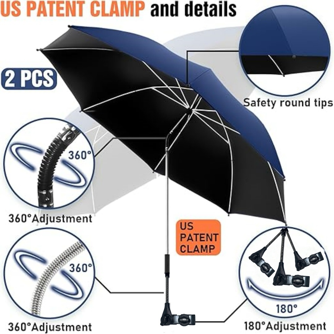 Cross-Border Sunshade Umbrella, Outdoor Camping Folding Beach Chair, Detachable Fishing Umbrella, Stroller Travel Clamp Umbrella, Cross-Border