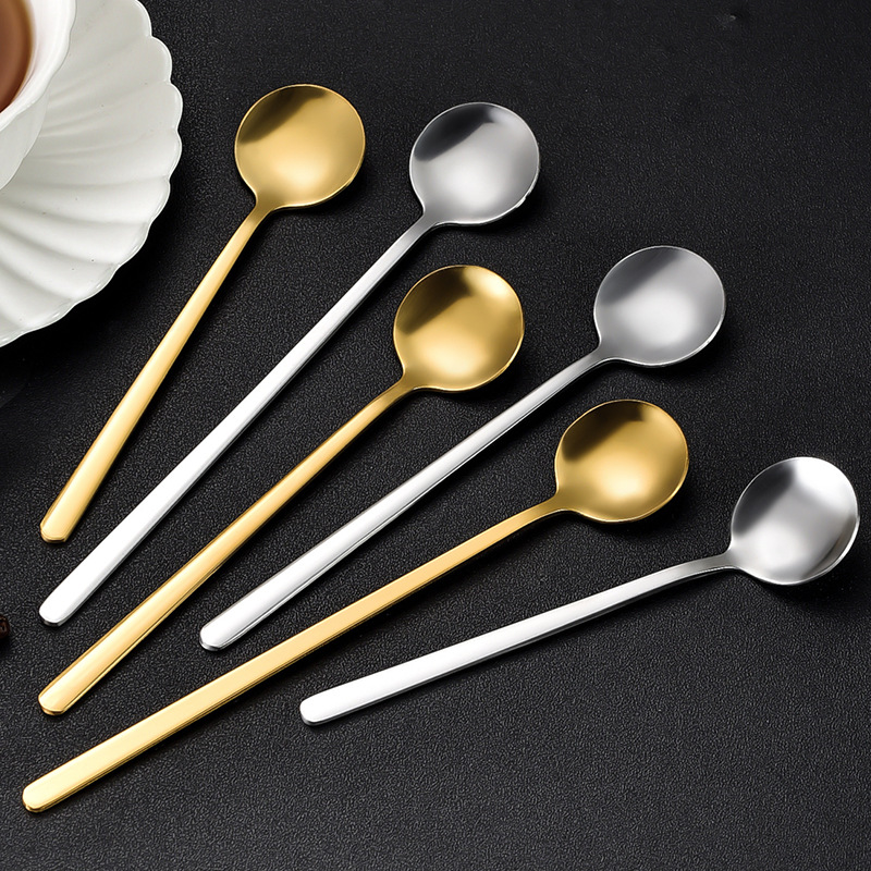 Stainless Steel Small Round Spoon Coffee Spoon Bird's Nest Spoon Honey Dessert Wedding Souvenir Mixing Spoon Can Be Printed with Logo