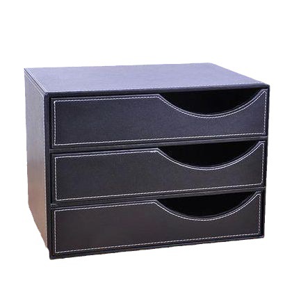 Creative leather office storage desktop file cabinet drawer type folder data box A4 multi-layer finishing box