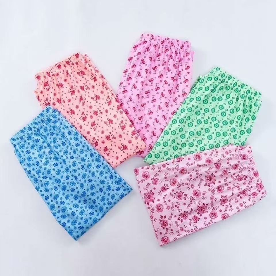 Elderly Women's Floral Autumn Pants, Middle-Aged and Elderly Home Pants, Printed Low-Waist Cotton Wool Pants, Large Size Loose