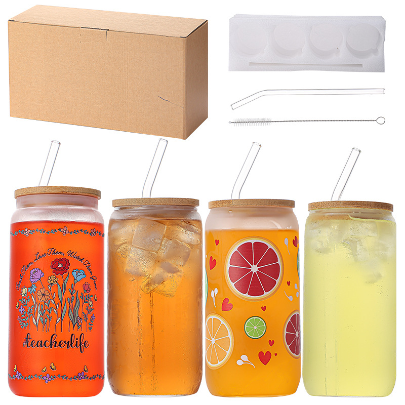 Популярная кружка Кока-Кола 16oz из боросиликатного стекла, устойчивая к высоким температурам, с деревянной крышкой