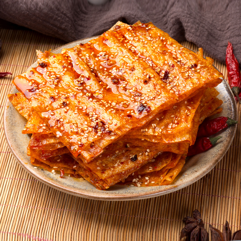 Online celebrity old-fashioned handmade large spicy slices 8090 s childhood memories shredded spicy bean slices nostalgic casual snacks wholesale