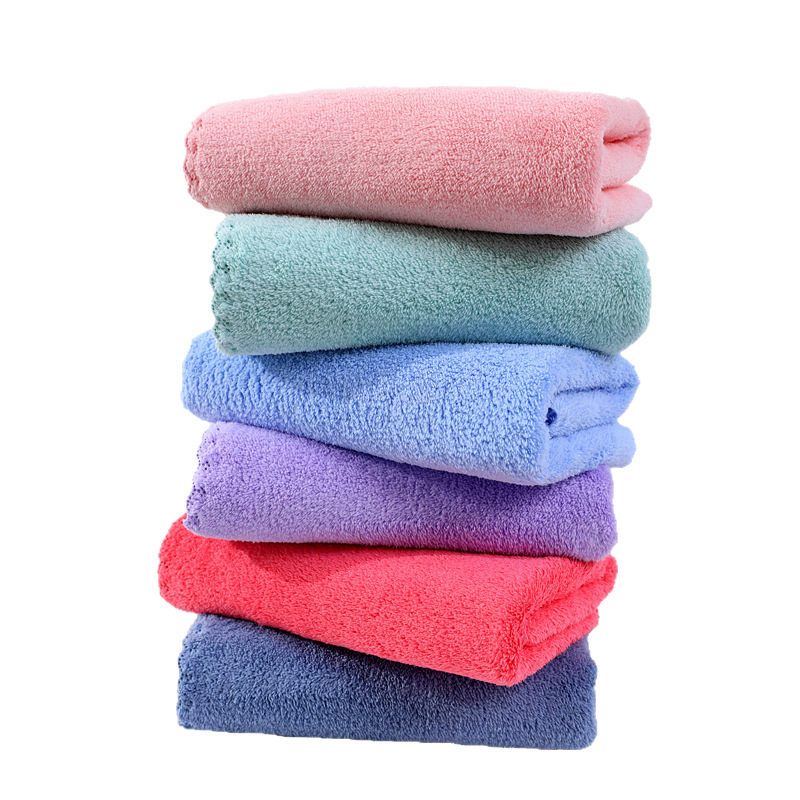 Coral Fleece Towel Plain Wash Face Towel Soft Absorbent Gift Household Not Easy to Send