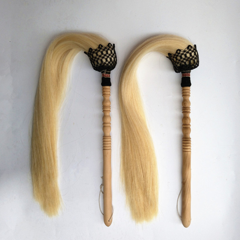 Taoist supplies Buddha dust horsetail dust wooden handle yak hair fiber silk imitation horsetail Buddha dust Rattan