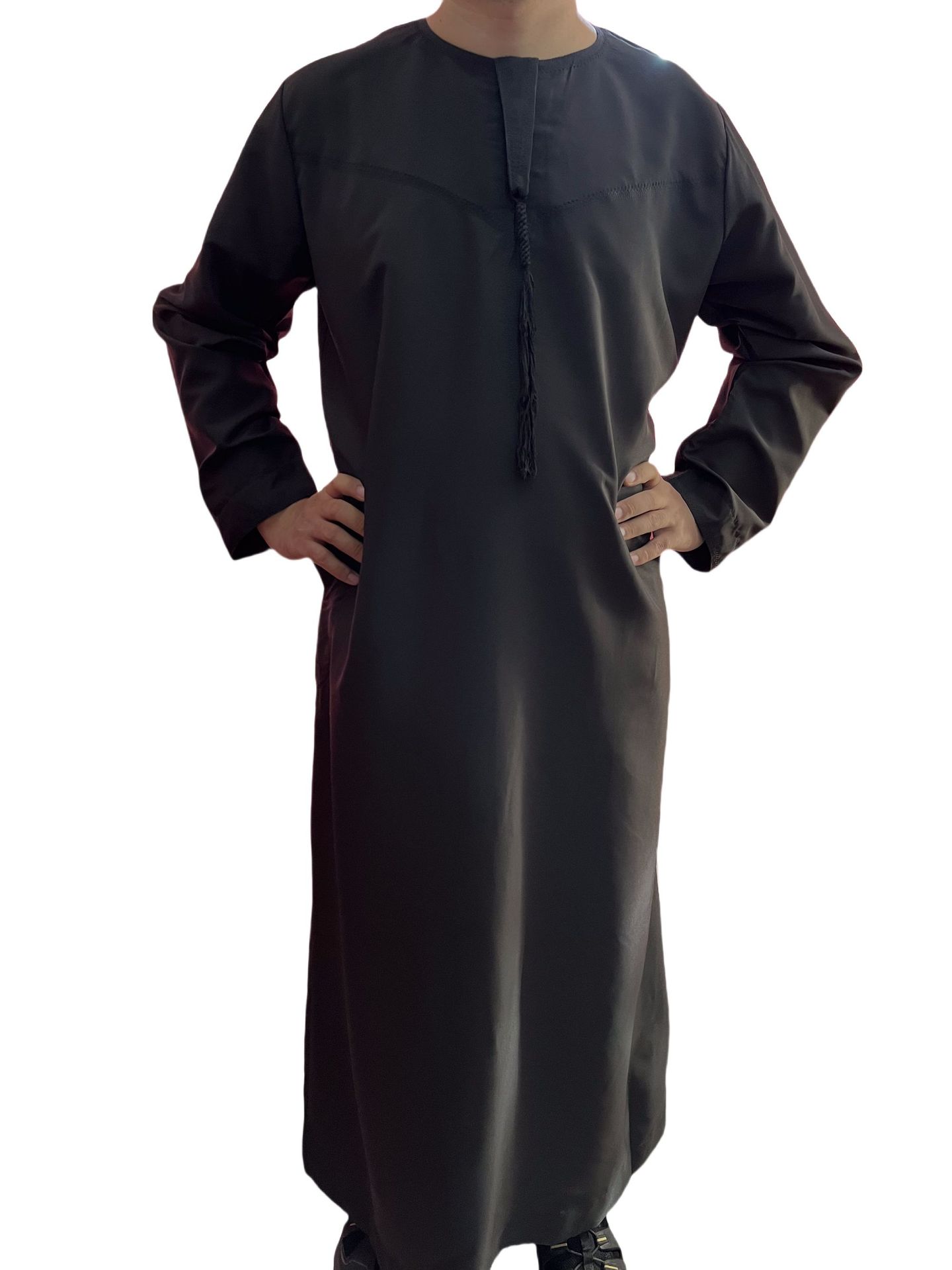 Wholesale Dubai Thobe Men's Black Arabic Clothing Oman Polyester Saudi Middle East Men's Clothing Ethnic Style