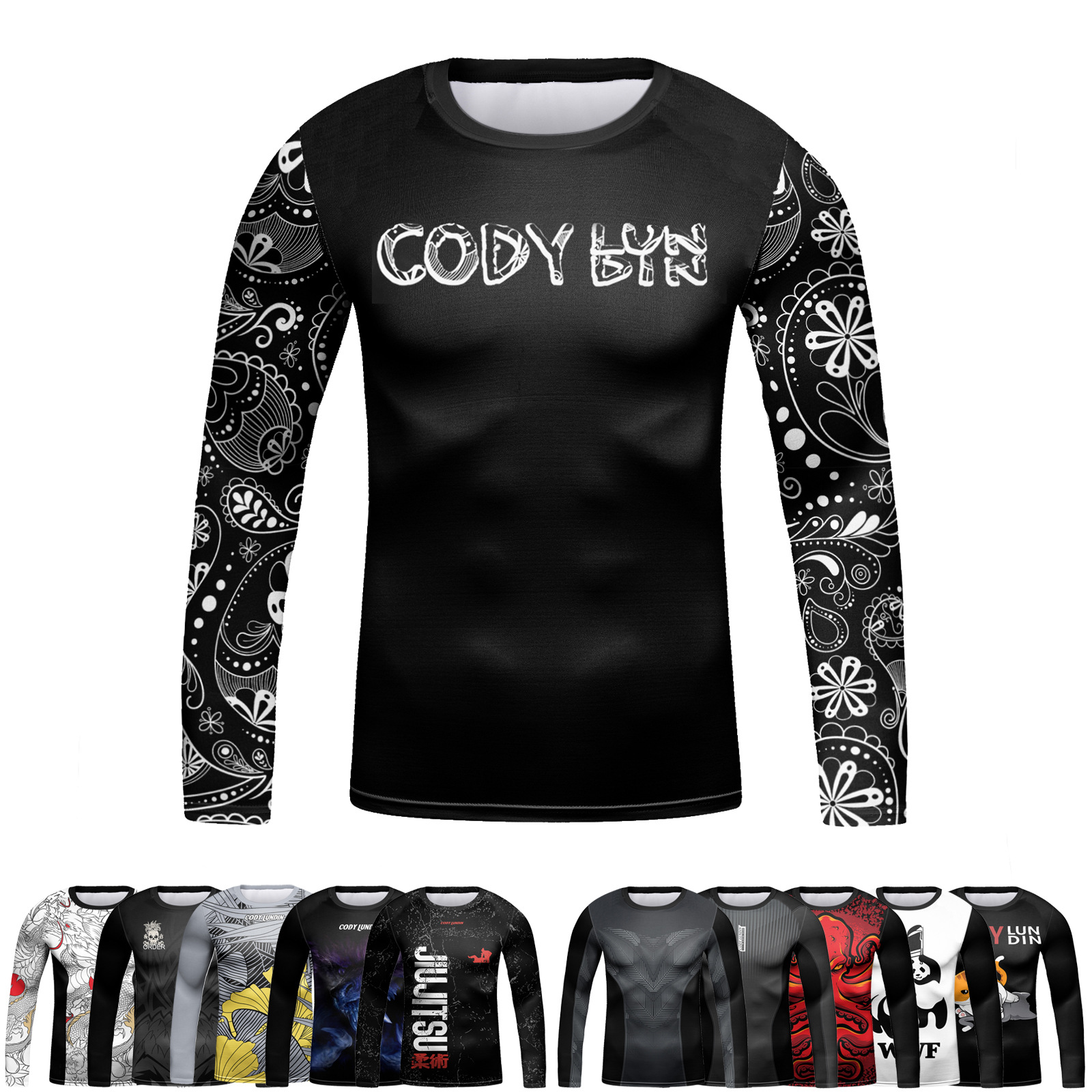 Children's Wear Men's Sports Tight-fitting Long-sleeved Autumn and Winter Sports Outdoor Running Basketball Casual Breathable High Elasticism Quick-drying Long-sleeved