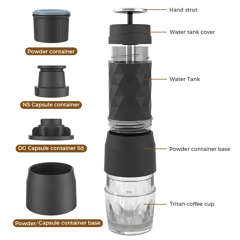 Amazon Cross-Border Three-In-One Portable Hand-Operated Coffee Machine Espresso Powder Nestlé Dg Capsule Machine