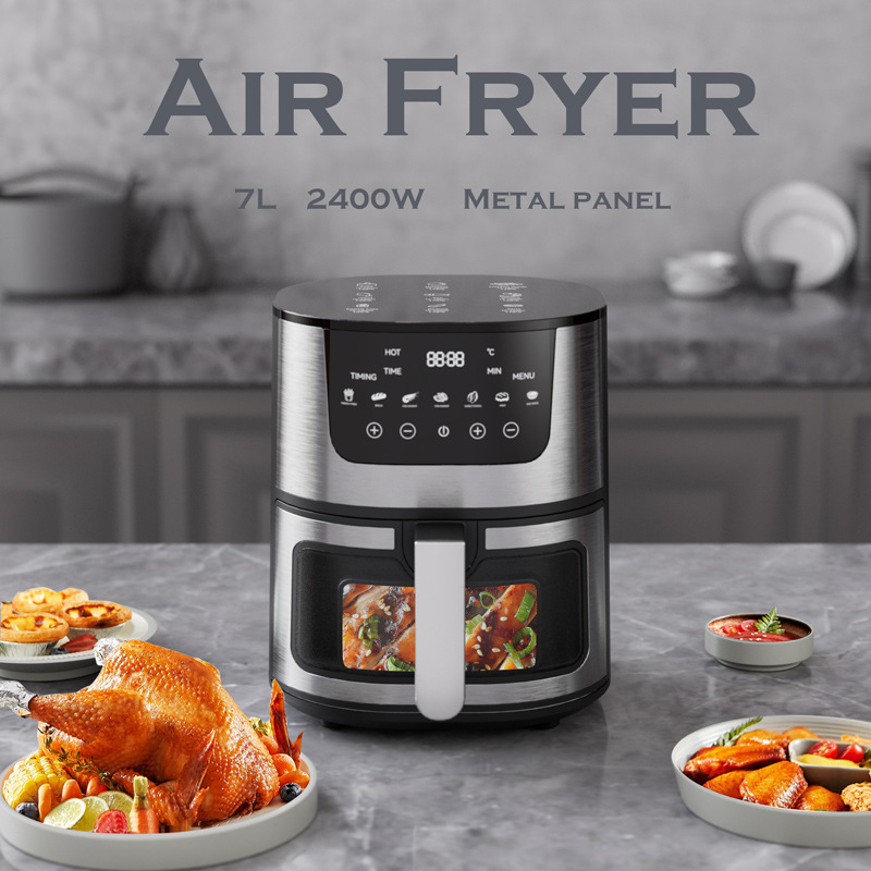 2025 Air Fryer Household Multifunctional Visual Stainless Steel Fryer Automatic Electric Oven Large Capacity Intelligent Baking