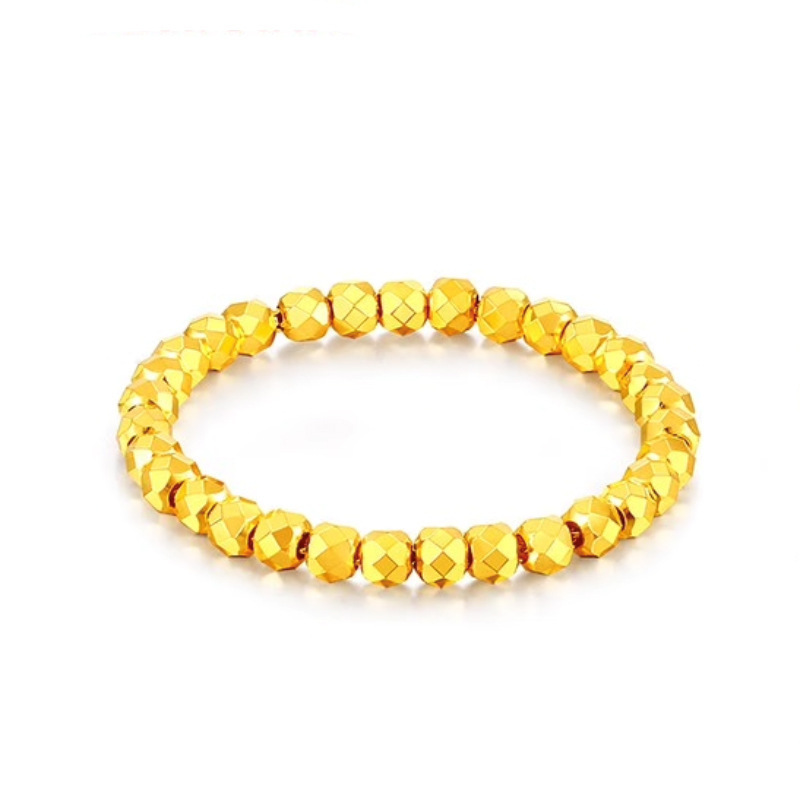 Pure Gold 999 Gold Bouncy Beads Laser Beads 3D Hard Gold Small Gold Beads Transfer Bead Tail Ring Loose Beads Gold Beans