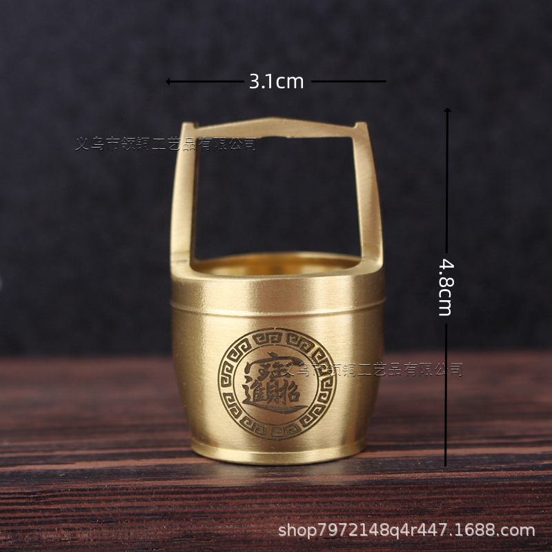 Pure Brass Bucket of Gold Ornaments Large Bucket Desk Living Room Ornaments Desktop Creative Crafts Gifts