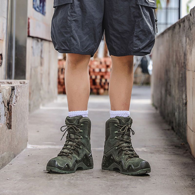 Full Set of Outdoor Hiking Shoes, High-Top Non-Slip Combat Boots, Wear-Resistant Hiking Tactical Boots, Labor Protection Shoes, Men's Breathable Shoes