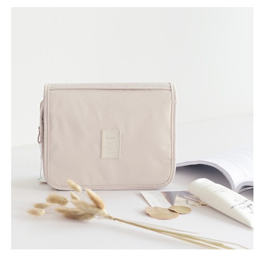 New Twill Flip-Top Toiletry Bag, Travel Portable Hand-Held Cosmetic Bag, Large Capacity Waterproof Storage Bag, Manufacturer Wholesale