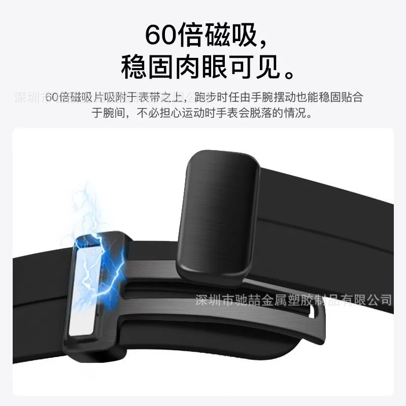 For Samsung Apple Huawei Smart Watch Silicone Strap Stainless Steel Magnetic Folding Buckle Accessories Factory Wholesale