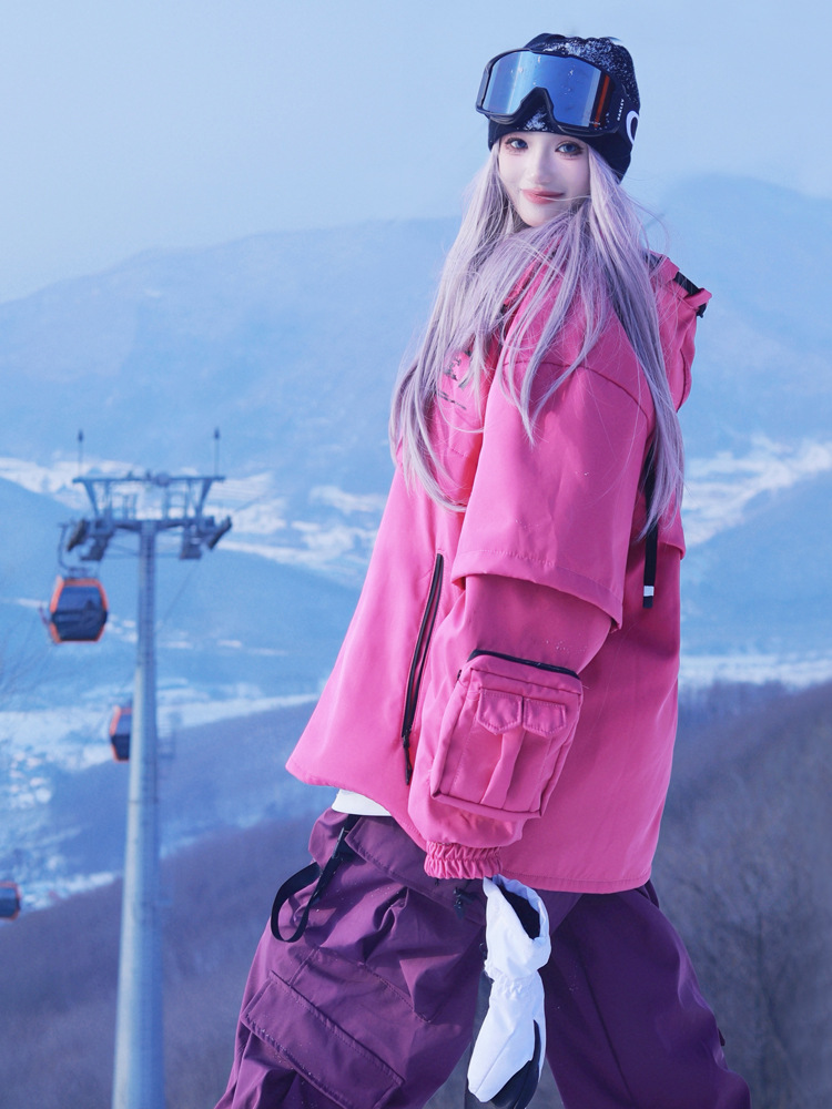 Ice Degree Outdoor Couple Sports Charge Hooded Sweatshirt Ski suit Violet American Snow Wear Pants