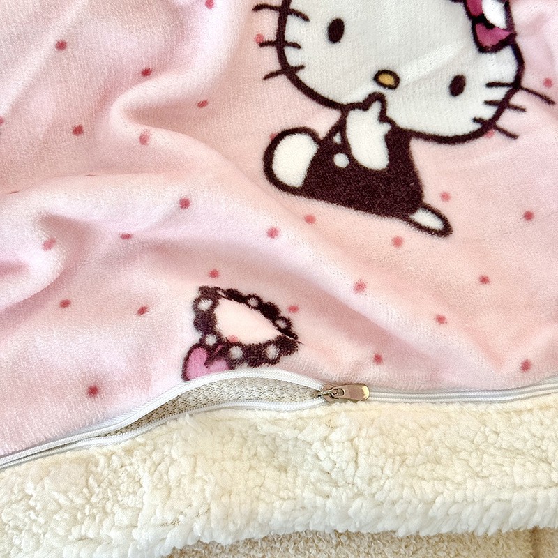 New Genuine Sanrio Series Multifunctional Invisible Zipper Thickeneded Warm Lamb Velvet Blanket Cover Blanket