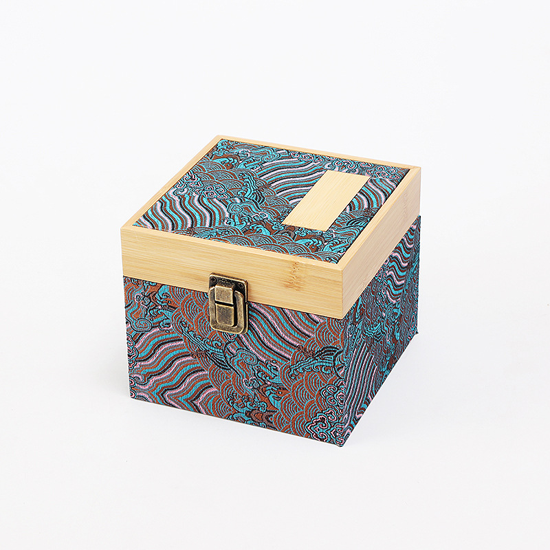 Cloud Brocade Bamboo Cover Gift Box Antique Purple Clay Teapot Tea Set Storage Box Master Cup Lid Bowl Collectibles Packaging Box