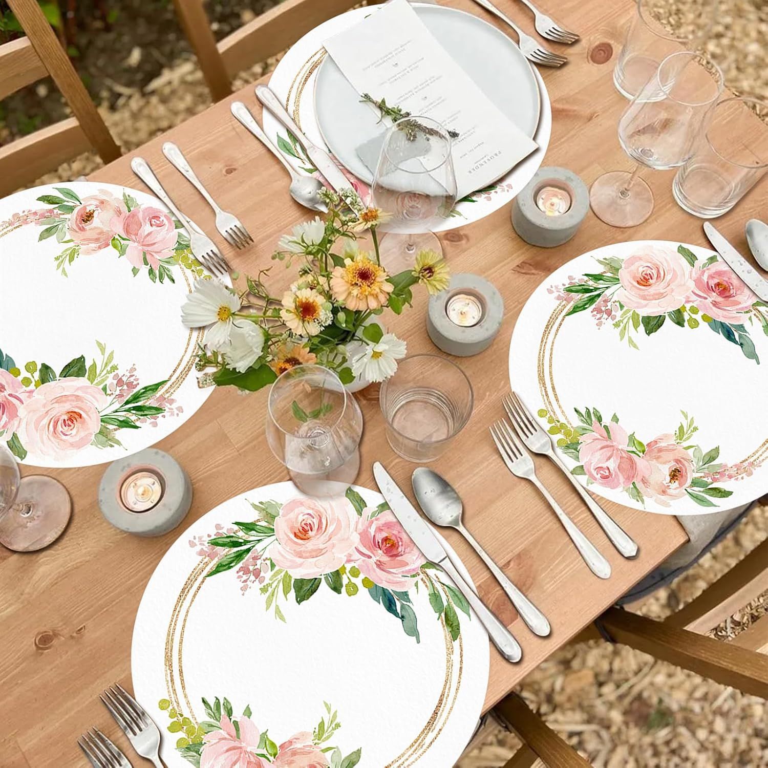 Одноразовая бумажная скатерть с розами для свадеб и вечеринок