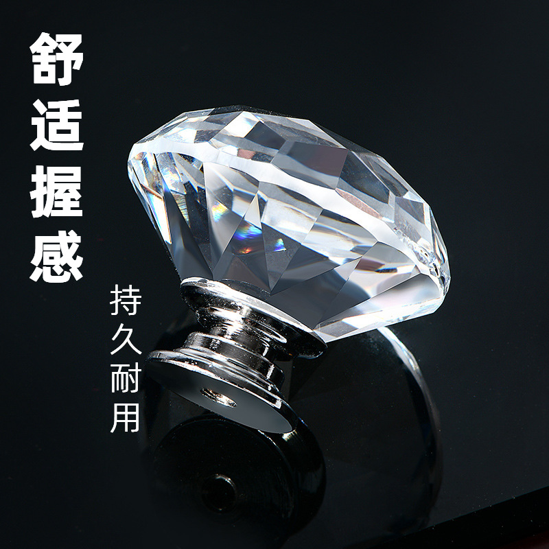 JN foreign trade supply multi-color handle diamond style handle crystal glass exquisite handle drawer cabinet door handle