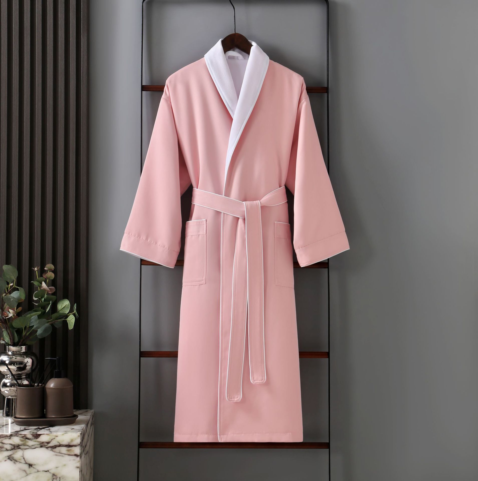 Customized Double-Layer Gabardine Bathrobe for Five-Star Hotels, Thickened and Absorbent, Suitable for Guesthouses, Beauty Salons, and Hotels, All-Season Use