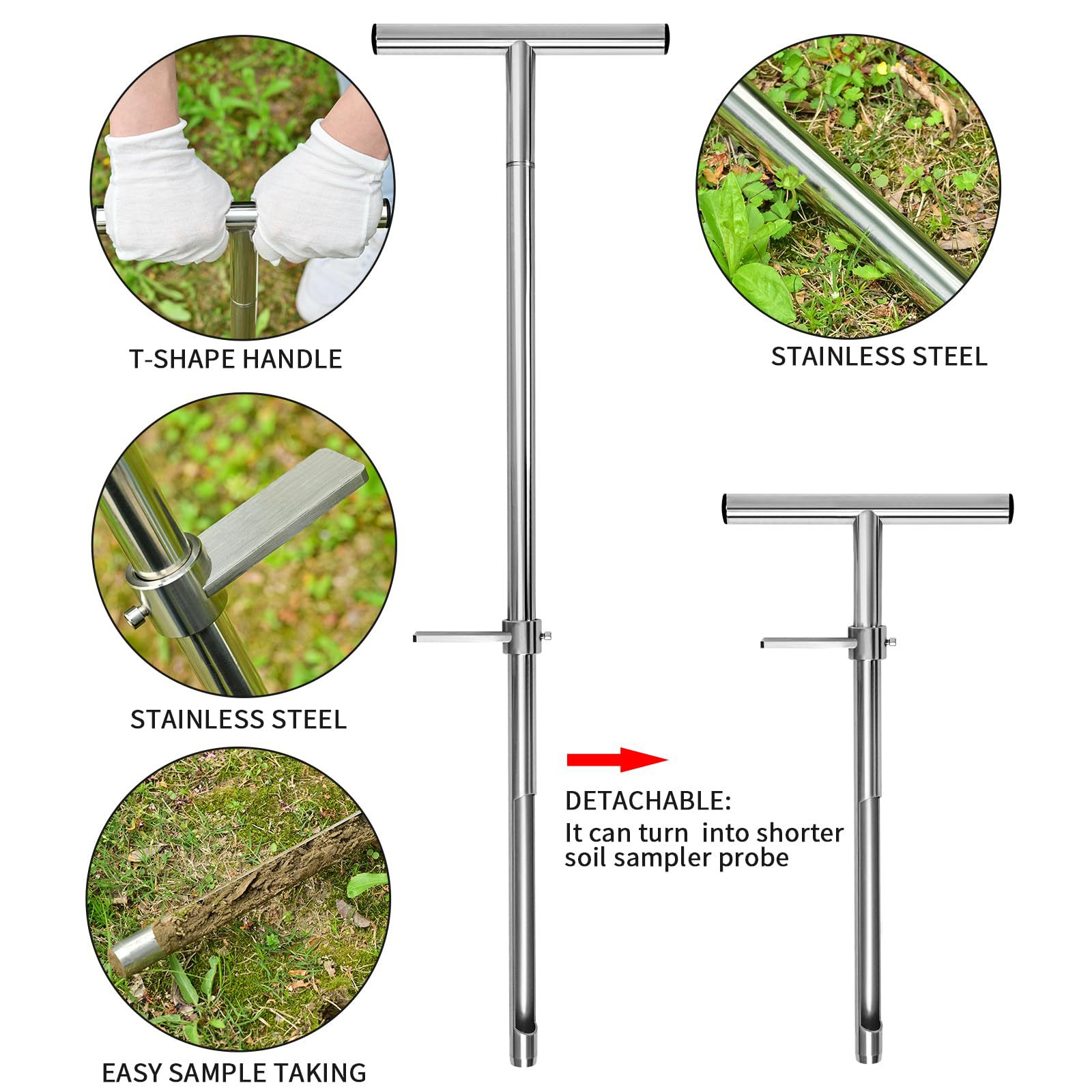 Soil sampling probe, 36-inch soil probe rod, stainless steel soil sampling probe