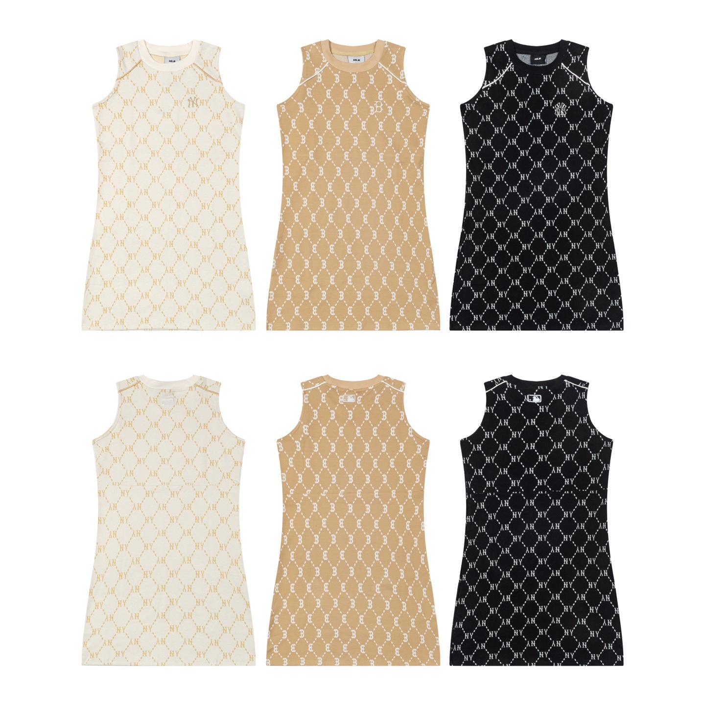 Новый летний тренд 2025 бренд Mlb полное принт casual поло с коротким рукавом воротник длинное платье