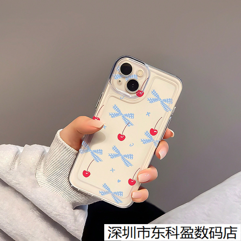 Чехол для мобильного телефона Bow Cherry, подходит для Apple 17Promax, Iphone17/16/15, силиконовый 14/X