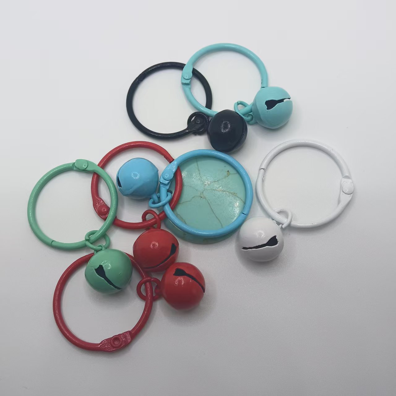 Open ring bell key ring color paint metal bell hanging ring pet collar jewelry diy backpack pendant