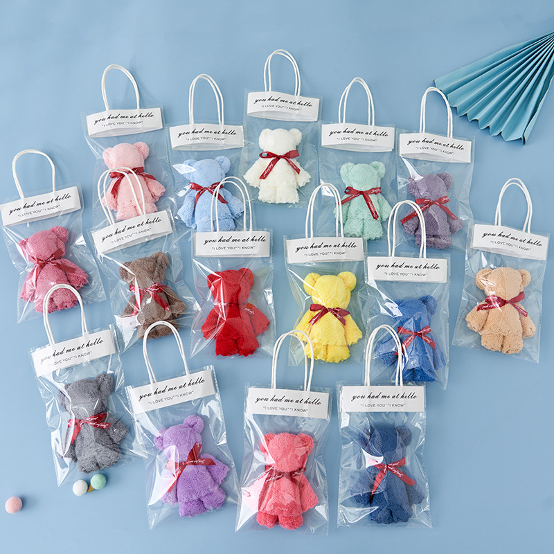 Полотенце из кораллового велюра Медведь Сувенир Маленькое Полотенце Маленький Подарок Полотенце Медведь Удобный Подарок Свадебный Сувенир Полотенце для Малыша