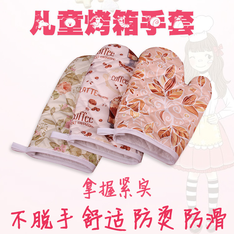 Детские термоизоляционные перчатки, перчатки для выпечки, термостойкие, противоожоговые, для микроволновой печи, полиэстер, для учеников начальной школы