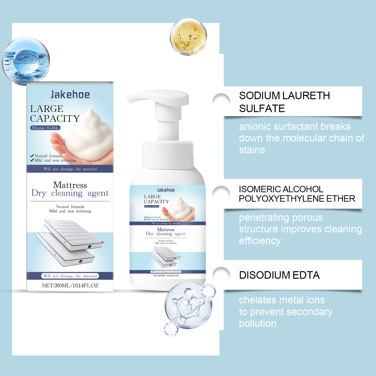 Jakehoe Mattress Cleaner Mattress Carpet Oil Stains Dirty Maintenance Daily Household Multifunctional Cleaner