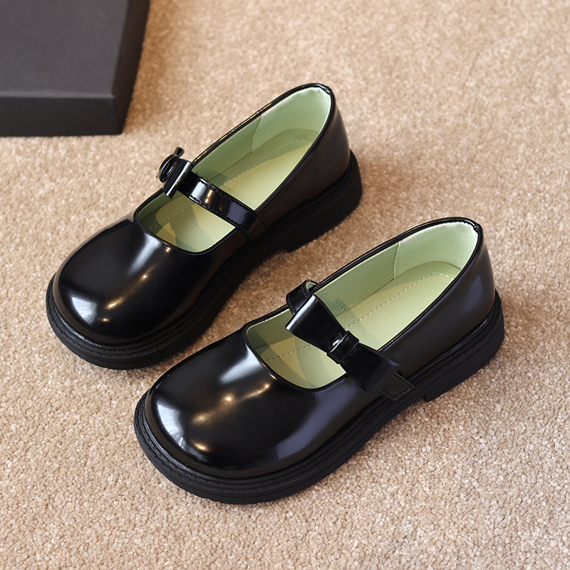 Children's Princess Shoes 2023 Spring New Black Mary Jane Shoes Little Girls Spring and Autumn Girls' Small Leather Shoes