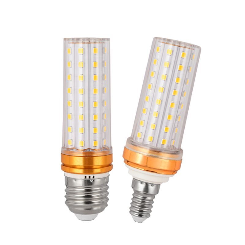 High-Power Corn Lamp Led Energy-Saving Lamp Super Bright E27 Screw Thread Three-Color Dimming Crystal Chandelier Light Source Bulb