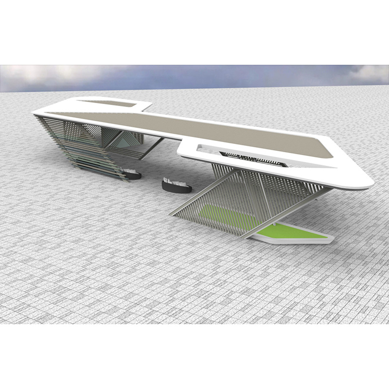 Special-Shaped Gallery Art Gallery Leisure Seats Gallery Flower Stand Modern Park Community Pavilion Landscape Sketch Construction