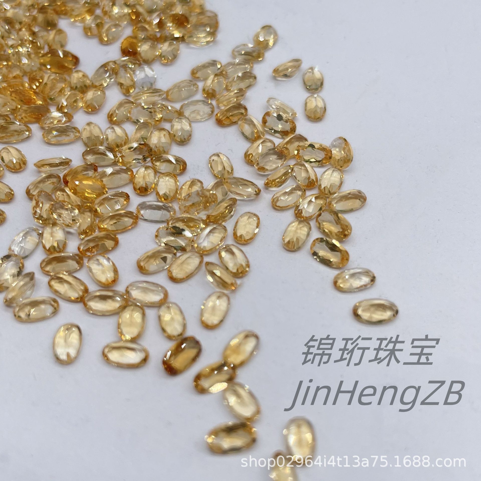 Natural yellow crystal egg-shaped ring surface bare stone ring necklace inlaid jewelry with stone factory direct wholesale