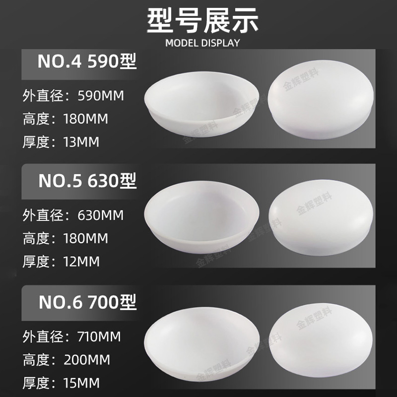 White oval polypropylene anticorrosive head manufacturers add large diameter pp head graphite plastic head cap