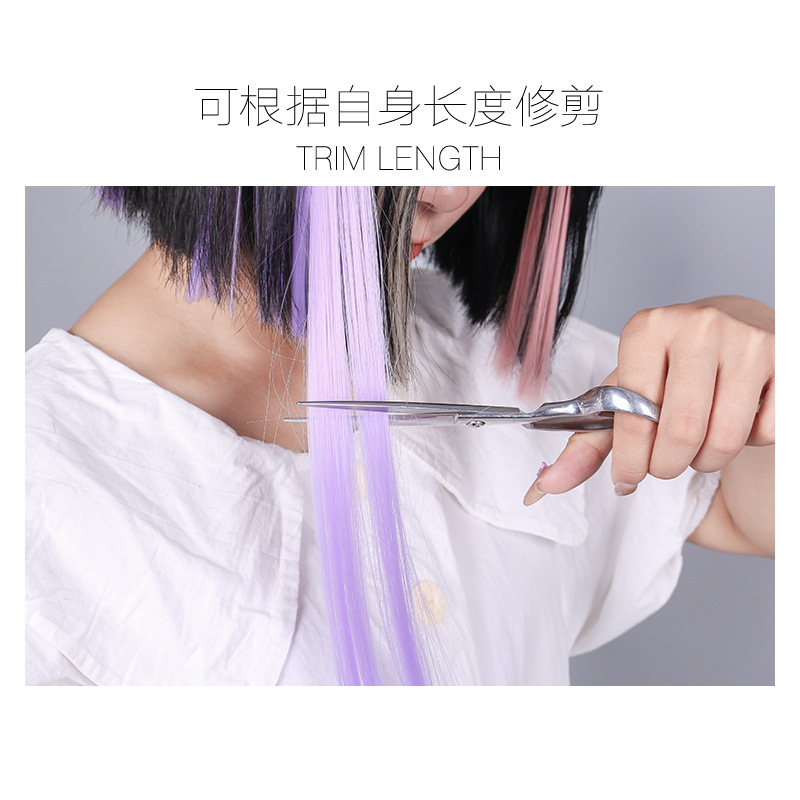 Color hair piece wig piece hair extension ear hanging hair dyeing piece artificial hair bleaching and dyeing wig female high temperature silk curly hair straight piece