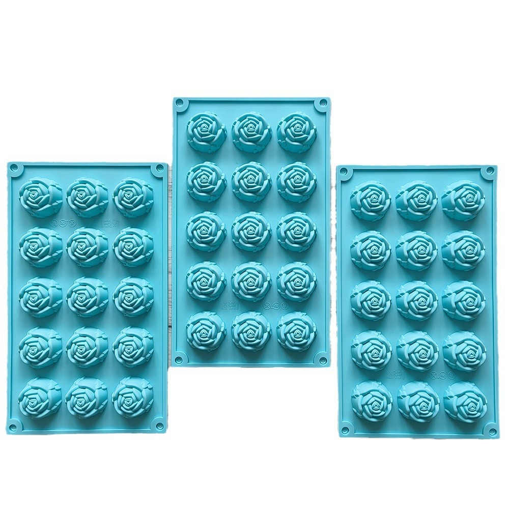 15 Consecutive Mini Rose Shaped Silicone Molds DIY Candy Pudding Handmade Soap Cake Mold Chocolate Baking