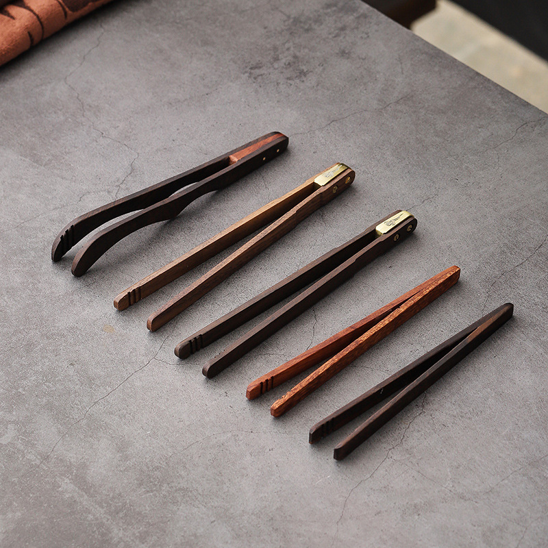 Ореховый зажим для чая, зажим для чашки, зажим из эбенового дерева, пинцет, не скользящий, не обжигающий, аксессуары для чайной церемонии