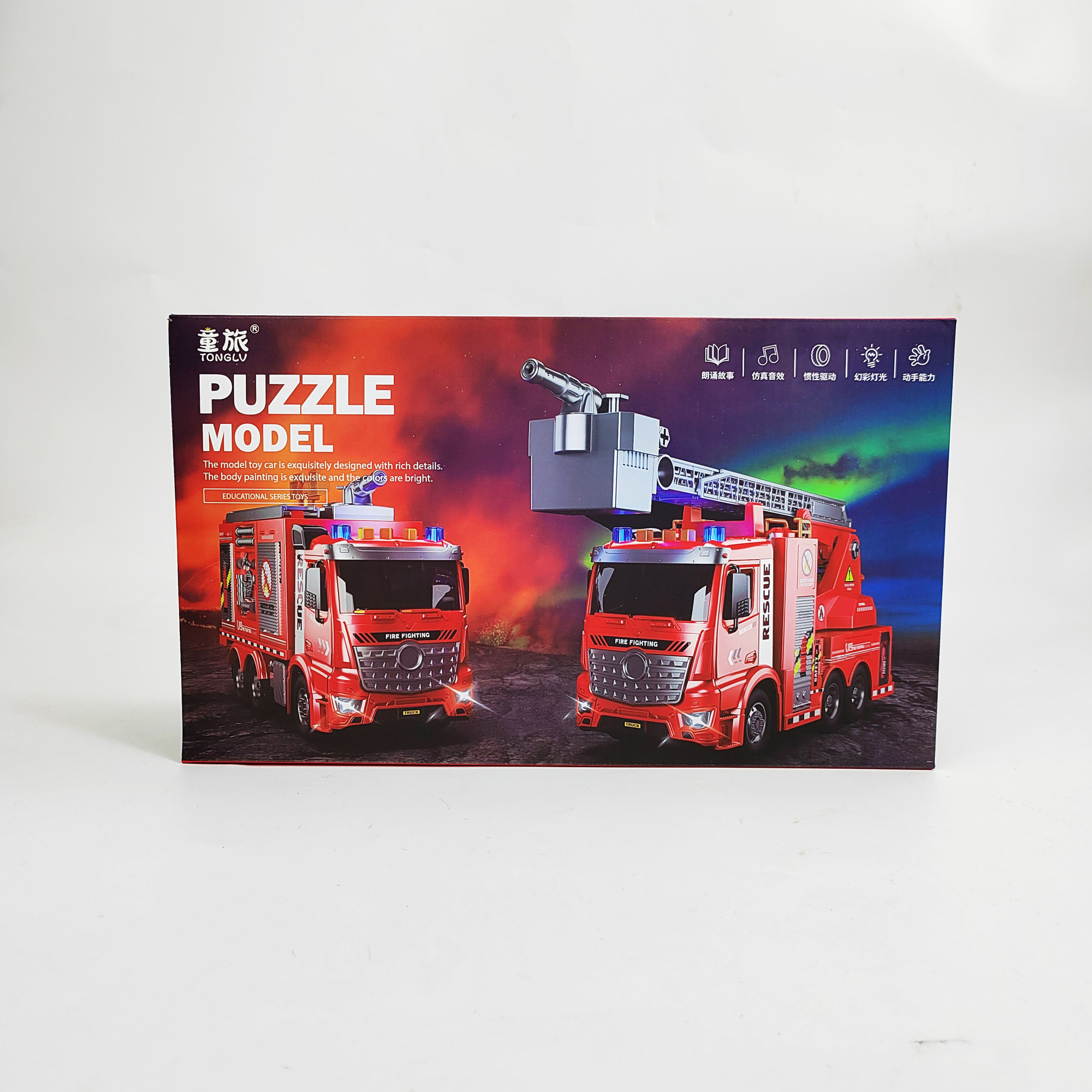 Children's Lighting and Sound Effects Fire Truck Engineering Vehicle Story Machine Inertia Car Toys Kindergarten Training Class Gifts Wholesale