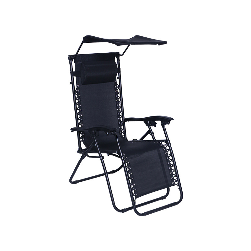Recliner Folding Chair Lunch Break Nap Office Lazy Backrest Chair Portable Sitting and Lying Dual-Use with Awning